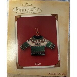Hallmark Keepsake Ornament 2004 Dad Knitted Sweater on Hanger Christmas in Box